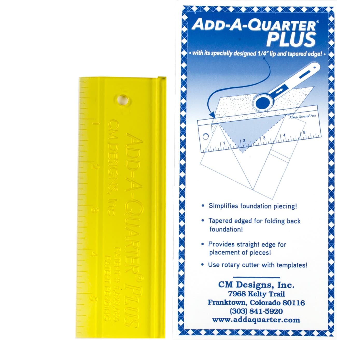 Regla Add-A-Quarter Plus 6" CM Designs para margen de 1/4" (amarilla), foto 1