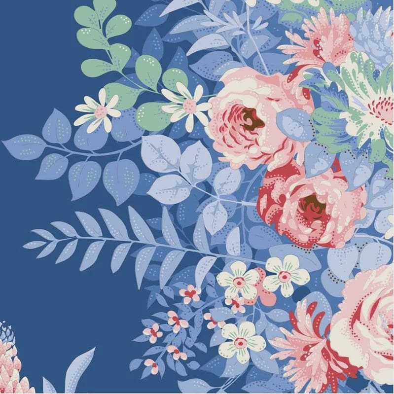 Tela Tilda Something Blue Whimsyflower azul noche, foto 1
