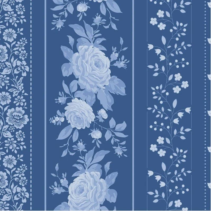 Tela Tilda Something Blue Borders azul noche, foto 1
