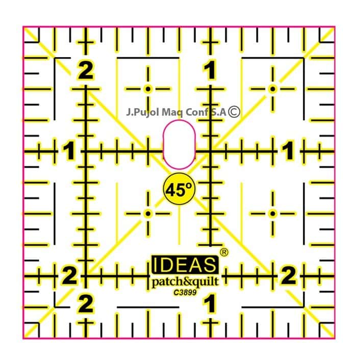 Regla para pulir bloques Ideas Patch & Quilt 2½" x 2½" con margen de costura